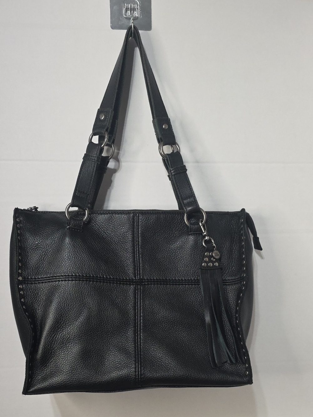 The Sak Black Leather Shoulder Bag with Tassel